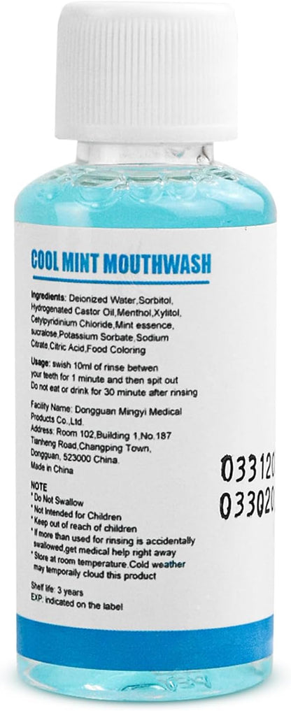50 pcs Travel Size Mouthwash Bulk Mini Mouthwash, Fresh Mint Portable Mouthwash Individual 1.2oz/35ml Mouthwash Bottles for Travel Toiletry Kits