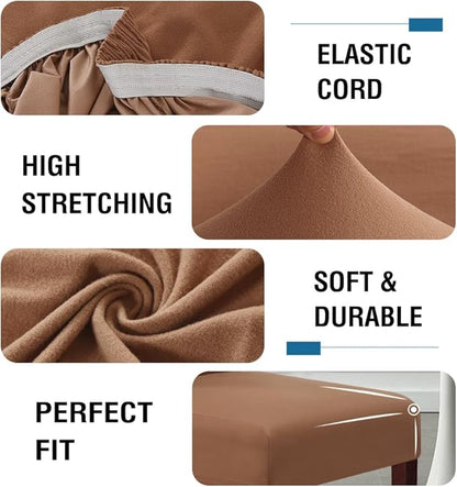 H.VERSAILTEX 100% Waterproof Bar Stool Cover Stretch Counter Stool Pub Chair Slipcover for Dining Room Removable Soft Thick Solid Fleece Fabric Bar Stool Slipcovers Set of 4, Camel