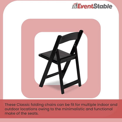 EventStable Titan PRO Resin Folding Chair - Black Indoor/Outdoor Lightweight Foldable Chair - Vinyl Padded Folding Chair for Weddings Parties Events - 100 Pack
