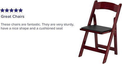 Flash Furniture HERCULES Series Mahogany Wood Folding Chair with Vinyl Padded Seat