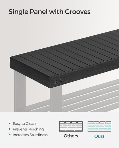 SONGMICS Shoe Rack Bench, 3-Tier Bamboo Shoe Storage Organizer, Entryway Bench, Holds Up to 286 lb, 11.3 x 35.4 x 17.8 Inches, for Entryway Bathroom Bedroom, Ink Black ULBS90B33