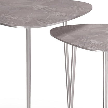 SIMPLIHOME Shelton Contemporary 20 inch Wide Metal 2 Pc Metal Nesting Table in Nickel for the Living Room and Bedroom
