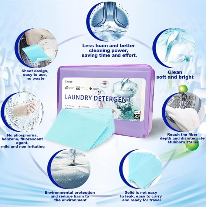Laundry Detergent Sheets | Ultra-Portable| travel size | 96 Loads, 5-Second Dissolve | TSA-Approved & Eco-Friendly | 2X Stain Removal Tech | HE Safe, Fresh Botanical Scent