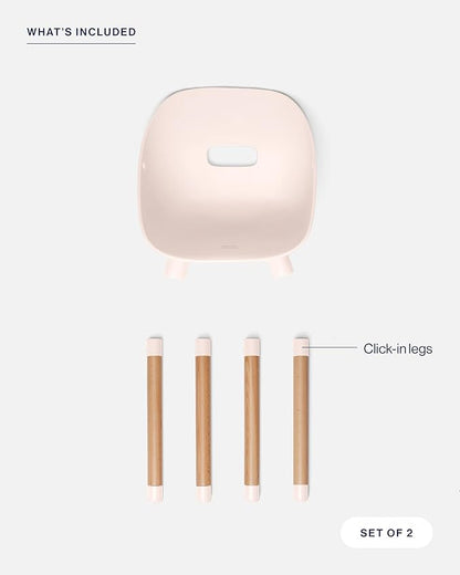 Lalo The Play Kit - Kids Table & Chairs Set with Sustainably Sourced Wood Table & 2 Non-Toxic Bucket Seat Chairs - Safe & Comfortable - Natural/Grapefruit