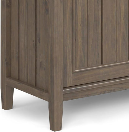 SIMPLIHOME Lev SOLID WOOD 39 Inch Wide Contemporary Medium Storage Cabinet in Smoky Brown, For the Living Room, Entryway and Family Room