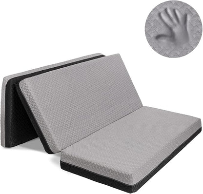 Milliard Dual Sided Premium Tri Folding Mattress, Memory Foam Foldable Mattress with Waterproof Washable Cover + Bonus Eye Mask Included