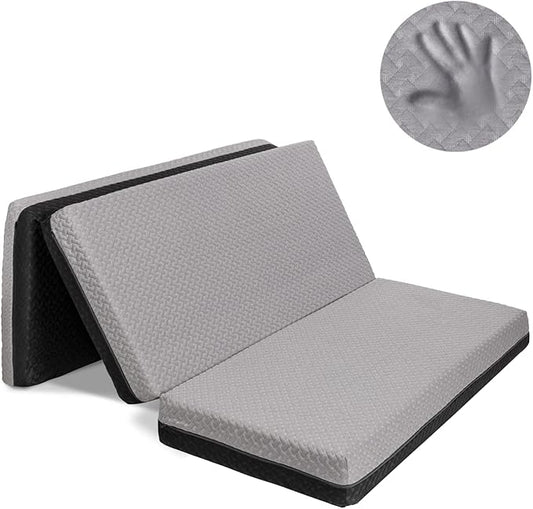 Milliard Dual Sided Premium Tri Folding Mattress, Memory Foam Foldable Mattress with Waterproof Washable Cover + Bonus Eye Mask Included