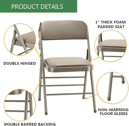 Amazing for less Pack of 4 (Fabric/Vinyl) Steel Frame Metal Foam Padded Folding Chairs (Black, Gray, White)