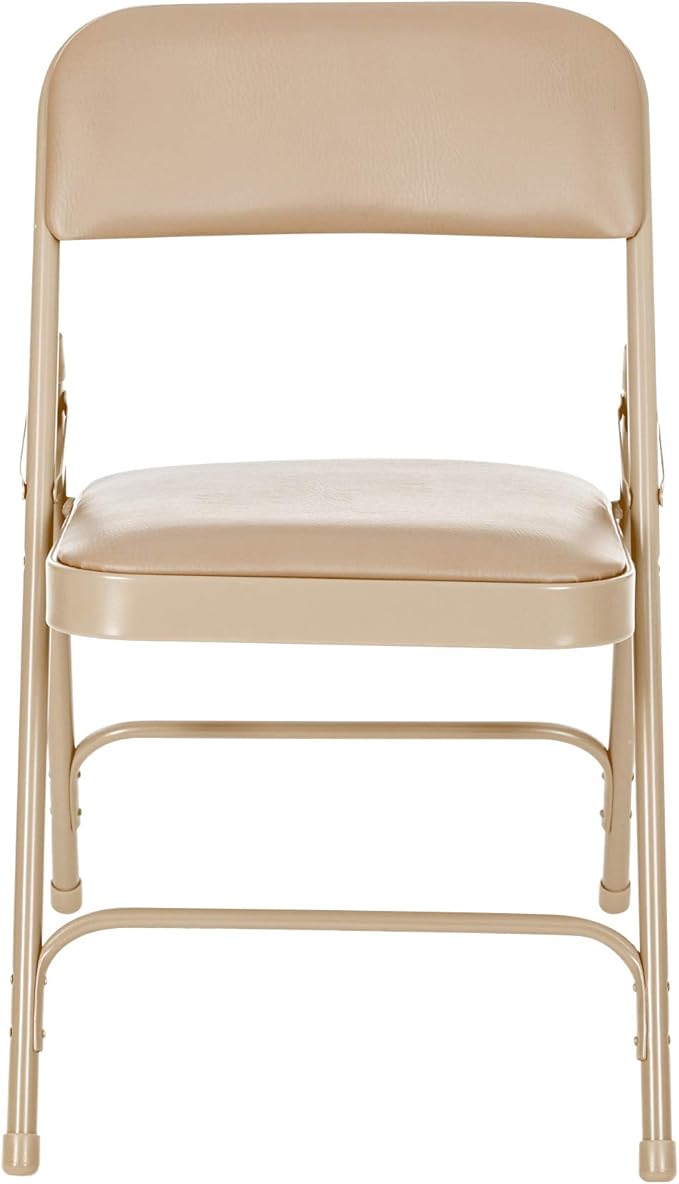 OEF Furnishings OEF1200 Series Premium Heavy Duty Vinyl Padded Folding Chairs, Commercial Grade 500 lb Capacity (4-Pack, French Beige)