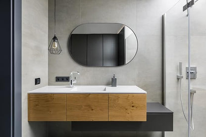 ANDY STAR Oval Bathroom Mirrors, 30x48’’ Double Vanity Mirror, Black Oval Mirrors for Bathroom, Stainless Steel Framed, 1’’ Deep Wall Mounted Vertical/Horizontal