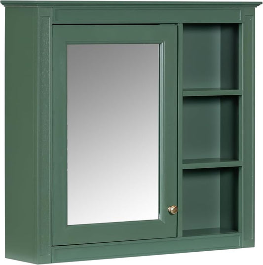 Bathroom Wall Cabinet with Mirror, 30'' x 28'' Medicine Cabinet with Mirror Door and Adjustable Shelves, Over Toilet Storage Cabinet, Wall-Mounted Bathroom Mirrors for Over Sink with Storage