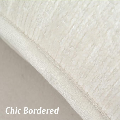 FUTEI Cream White Chenille Throw Pillow Covers 22x22 Inch Set of 2,Soft Cozy Bound Edge Design Cushion Case,Home Decor for Couch Bed Living Room