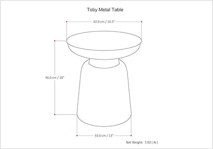 SIMPLIHOME Toby Metal Table - 17 inch Wide Solid Iron Drum Accent Table in Gold, Industrial Side or End Table for Living Room, Bedroom or Entryway with Sculptural Design, Assembled
