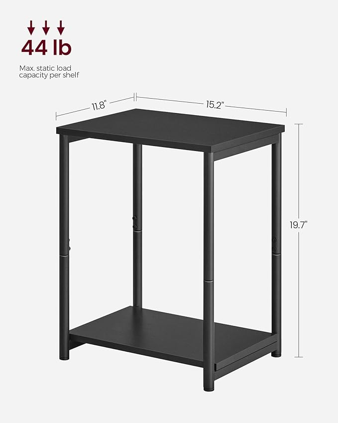 VASAGLE Side Tables Set of 2, Small End Table, Nightstand for Living Room, Bedroom, Office, Bathroom, Black ULET272B16