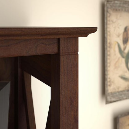 Bush Furniture Tall 5 Shelf Bookcase for Living Room or Home Office, Large Bookshelf, Modern Farmhouse Style, Key West Collection, Bing Cherry