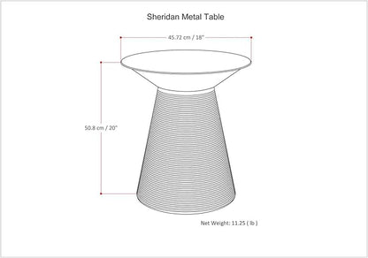 SIMPLIHOME Sheridan Industrial 18 inch Wide Metal Accent Side Table in Antique Gold, Fully Assembled, End, Bedside Table and Nightstand, for the Living Room and Bedroom