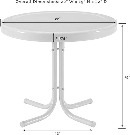 Crosley Furniture Griffith Weather Resistant Retro Metal Outdoor Side Table for Patio, Deck, Porch, Navy