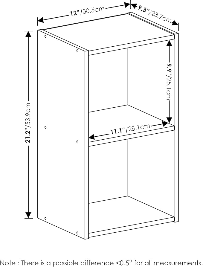 Furinno PASIR Book Shelf, 2-Tier Modern Bookshelf, Open Shelves Bookcase 9 x 12 x 21, for Living Room, Bedroom, Home Office, Light Blue/White