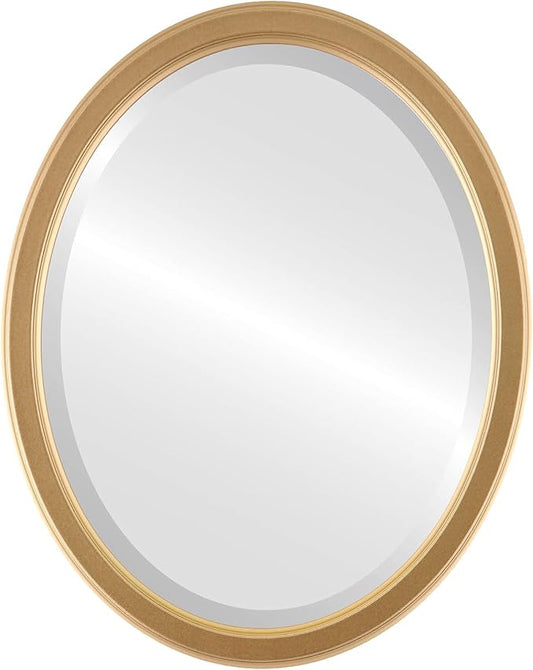 OVALCREST Oval Beveled Wall Mirror for Home Decor - Toronto Style - Holiday Red - 18" x 14"