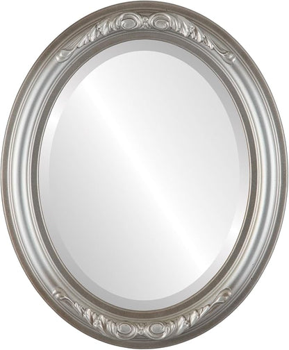 OVALCREST Oval Beveled Wall Mirror for Home Decor - Florence Style - Silver Shade - 40" x 28"