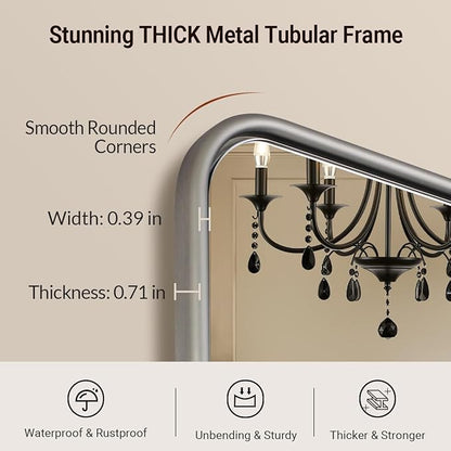 ANDY STAR Mirror for Bathroom, 24x36 Inch Brushed Nickel Bathroom Rectangle Mirror for Wall, Modern Rectangular Thick Tube Metal Frame for Vanity Over Sink, Explosion-Proof Film, Horizontal/Vertical