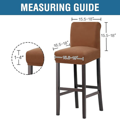 H.VERSAILTEX 100% Waterproof Bar Stool Cover Stretch Counter Stool Pub Chair Slipcover for Dining Room Removable Soft Thick Solid Fleece Fabric Bar Stool Slipcovers Set of 2, Camel