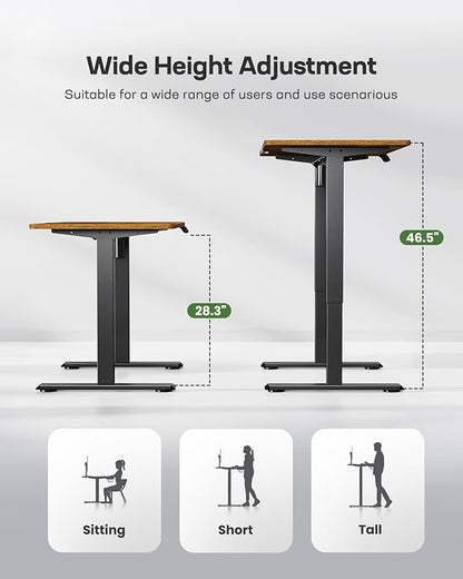 Marsail Electric Standing Desk, Adjustable Height Stand up Home Office Desk Large 55x24 Inch Sit Stand Computer Desk, with 4 Memory Presets, Headphone Hook,Cable Organizer, Rustic Brown