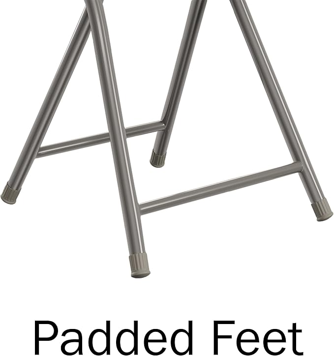 Lavish Home Folding Bar Stools – Set of 4 Heavy-Duty 18-Inch Stool - 225lbs Capacity and Padded Seats for Dorm, Recreation or Game Room (White)