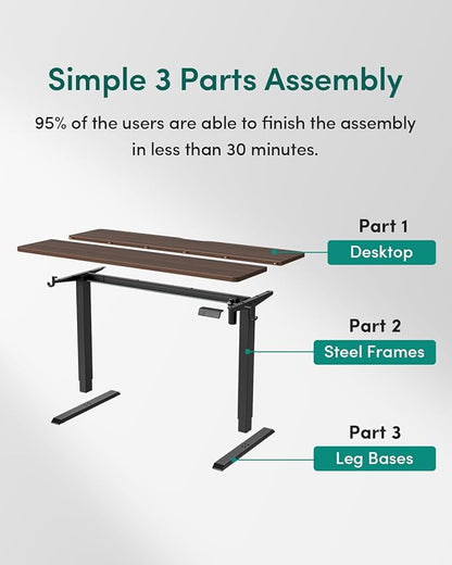 CubiCubi 40 x 24 Inches Electric Standing Desk, Height Adjustable Sit to Stand Desk, Home Office Table with Splice Board, Black Walnut