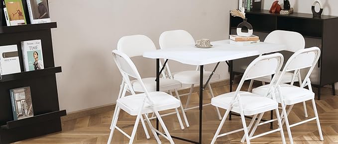 60 Pack Folding Chairs with Padded Seats, Padded Folding Chair with Steel Frame for Events Home Office, Pu Leather Folding Chair White