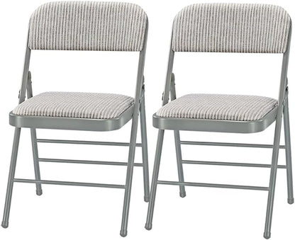 Amazing for less Pack of 2 (Fabric/Vinyl) Steel Frame Metal Foam Padded Folding Chairs (Black, Gray, White) (2-Pack - Fabric White)