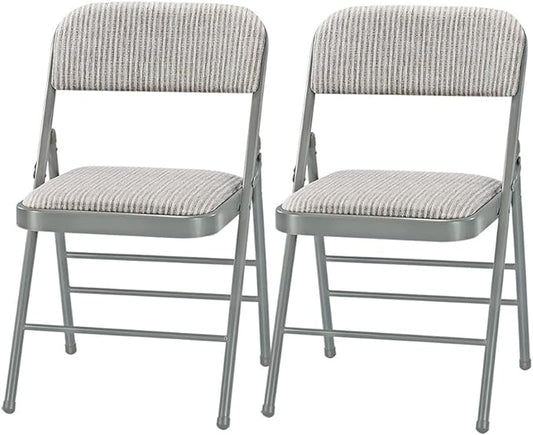 Amazing for less Pack of 2 (Fabric/Vinyl) Steel Frame Metal Foam Padded Folding Chairs (Black, Gray, White) (2-Pack - Fabric White)