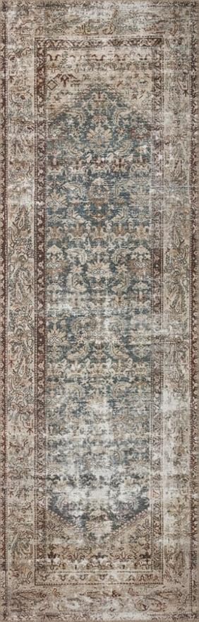 Loloi Amber Lewis Georgie Collection GER-04 Teal/Antique 2'-3" x 3'-9", .19" Pile Height, Accent Rug