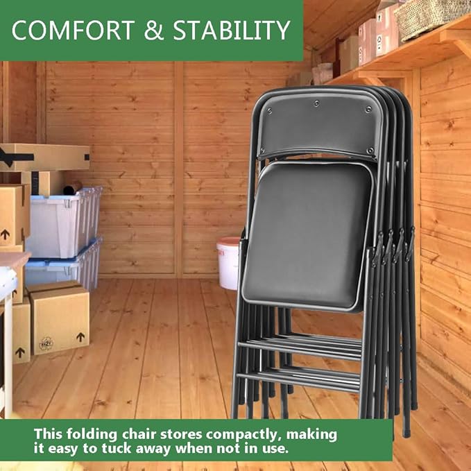 Amazing for less Pack of 4 (Fabric/Vinyl) Steel Frame Metal Foam Padded Folding Chairs (Black, Gray, White)