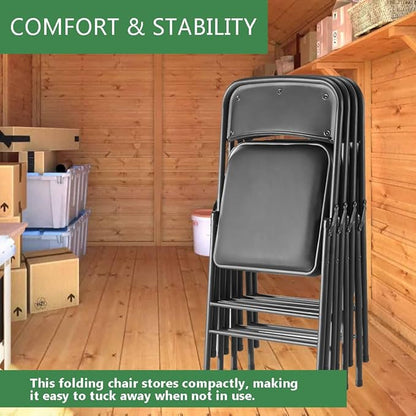 Amazing for less Pack of 4 (Fabric/Vinyl) Steel Frame Metal Foam Padded Folding Chairs (Black, Gray, White)