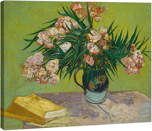 Wieco Art Large Giclee Canvas Prints Wall Art Oleanders 1888 by Van Gogh Famous Floral Oil Paintings Reproduction Modern Gallery Wrapped HD Classic Abstract Flowers Pictures Artwork for Home Decor