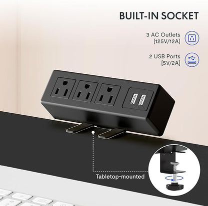 FLEXISPOT EN2 Whole-Piece Standing Desk with Clamp Power Strip, 48 x 24'' Electric Stand Up Height Adjustable Desk with Cable Management (Black Frame + 48" White Top, 2 Packages)