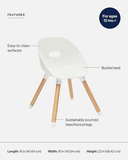 Lalo The Play Chair - Wooden & Non-Toxic Plastic Kids & Toddler Chair - Sturdy Bucket Seat, Easy to Clean, Up to 200 lb. Weight Capacity, Set of 2 - Coconut