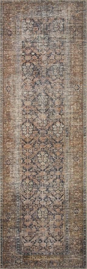 Loloi Amber Lewis Billie Collection, Ink & Salmon 6'-0" x 9'-0" Area Rug – Antique & Distressed Accent Rugs for Living Room, Bedroom, Entryway & Hallway, No Shed High Traffic Area Home Decor Rug