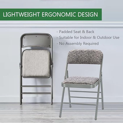 Amazing for less Pack of 2 (Fabric/Vinyl) Steel Frame Metal Foam Padded Folding Chairs (Black, Gray, White) (2-Pack - Fabric White)