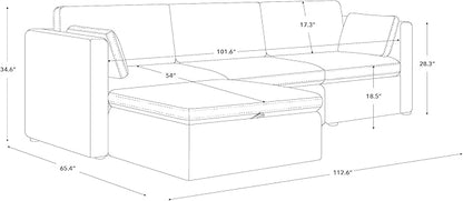 CHITA Oversized Modular Sectional Sofa, FSC Certified L Shaped Couch Reversible Chaise, Modular Sectional Couch for Living Room,112 inch Width, 4 Seat Modular Sofa with Storage Ottoman, Moss Green