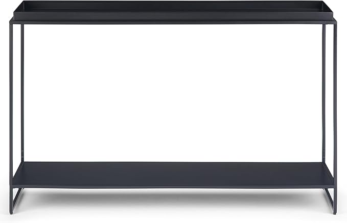 SIMPLIHOME Garner 47 inch Wide Industrial Tray Top Console Table in Black for the Living room Entryway and Bedroom