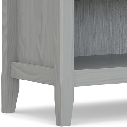SIMPLIHOME Amherst SOLID WOOD 24 Inch Wide Traditional Bedside Nightstand Table in Fog Grey, For the Living Room and Bedroom