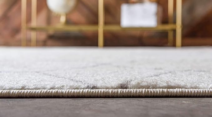 Unique Loom Trellis Frieze Collection Area Rug - Geometric (5' 1" Round Ivory/Gray)