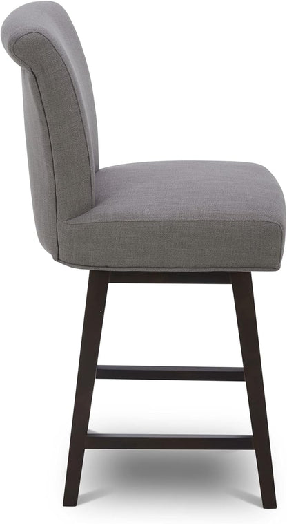 CHITA 26 Inch Counter Height Swivel Bar Stool, FSC Certified Modern Fabric Swivel Barstool Chair with Back, Flint Grey