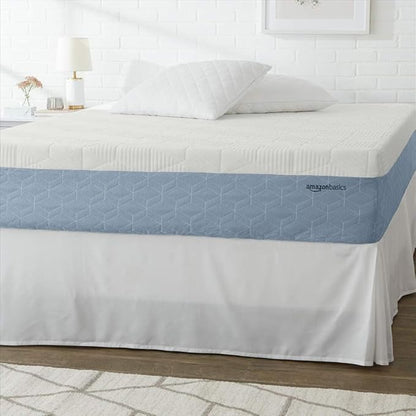 Amazon Basics Memory Foam Mattress, Medium Firm, Cooling Gel, King Size Mattress, CertiPUR-US® Certified Foam, 80 x 76 x 12 inches, White/Gray