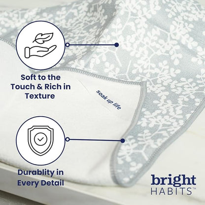 Kitchen Towel and Sponge Set Grey, 6 Piece Super Absorbent Reusable Quick Dry Towels and Washable Sponges Made from Recycled Materials, Durable Eco Friendly Cleaning Set for Kitchen