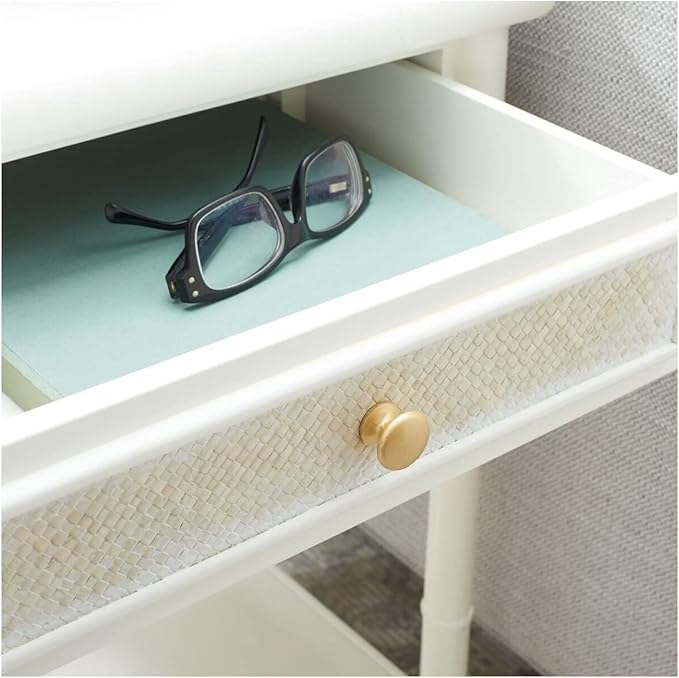 Safavieh Home Collection Ahab White/Gold 2-Drawer 1-Shelf Accent Table (Fully Assembled) ACC6606B