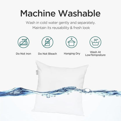 Acanva 24x24 Throw Pillow Inserts Set of 4, Premium Polyester Fiber Fill Square Sham Stuffer Cushion for Sofa, Bed, Couch and Chair, Machine Washable, 24x24 Inch(for 22x22 Cover), White 4 Count