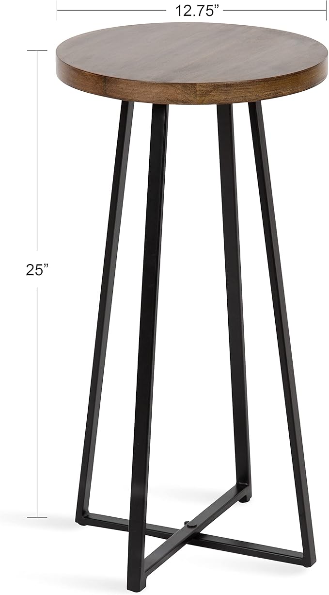 Kate and Laurel Zia Modern Counter Stool, 13 x 13 x 25, Natural Wood and Black, Decorative Contemporary Stool for Kitchen